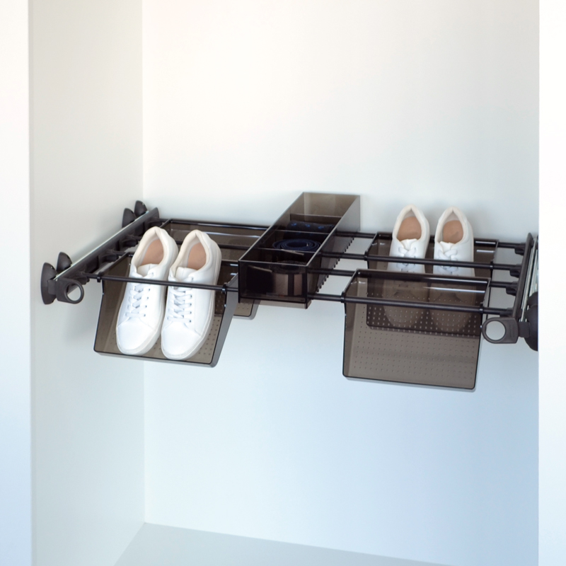 Plus - Shoe rack 4V+1J - brown - brown - transparent polycarbonate 1